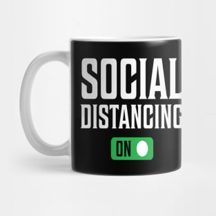 social distancing green button on funny tee Mug